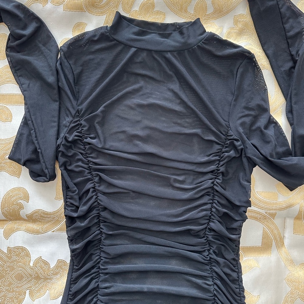 Sheer Black Ruched Top